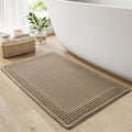 RESARE Waffle Bath Mat for Bathroom, Super Absorbent Bathroom Rugs Non Slip Machine Washable, Ultra Soft Quick Dry Boho Bath Rugs with Tassels, Farmhouse Home Decor Accessories, 18"x30" Brown