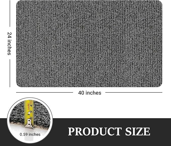 LuxStep Shower Mat Bathtub Mat,40x24 inch, Non-Slip Bath Mat with Drain, Quick Drying PVC Loofah Bathmat for Tub,Shower,Bathroom,Black