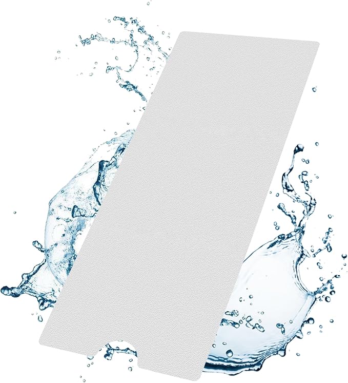 Peel and Stick Bathtub Mat - White Adhesive Vinyl Anti Slip with Drain Cut Out - Non Slip Shower Bath Mat - Extra Long Bathroom Accessory for Wet Area 16" X 40" - White