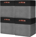 Bagnizer 13x13 Cube Storage Bins, Collapsible Fabric Storage Box, 4 Pack Closet Baskets with Handles for Organizing, Shelf, Toys, Clothes, Home, Office, Nursery (Grey&Black)