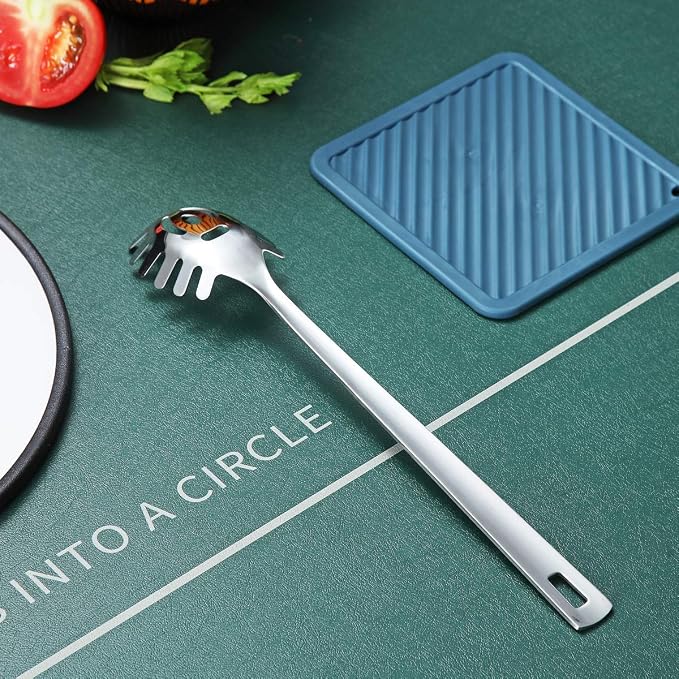 Spaghetti Spoon, Berglander Pasta Server, Stainless Steel Pasta Spoon, Pasta Fork, Noddle Fork, Heat Resistant, Dishwasher Safe, Easy to Clean
