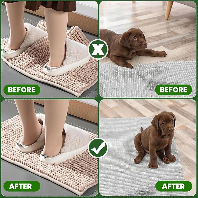 Triangle Rug Gripper Pads, Pack of 16 – Super Adhesive Reusable & Washable Non-Slip Corner Grips for Area Rugs, Mats & Runners, Helps Keep Rugs Flat on Hard Floors