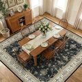 RELEANY Area Rugs Square 10ft Washable Non-Slip, Floral Vintage Distress Medallion Carpet for Living Room Bedroom Dining Room, Vintage Black Brown Neutral