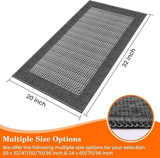 StepRite Kitchen Rugs, Kitchen Mat for Floor, 32"x20" Non-Slip Machine-Washable Commercial Floor Mat, Absorbent Heavy-Duty Rug for Office & Home, Sink Standing Mat, Entryway Carpet, Door Mat, Grey