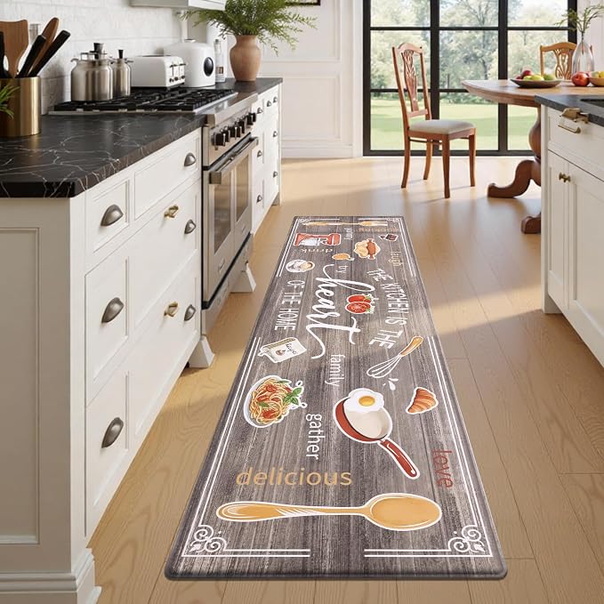 Yamaziot Anti Fatigue Kitchen Rug, 24"x 94" Non-Slip Waterproof Farmhouse Cushioned Comfort Standing Floor Mat for Kitchen, Office, Sink, Laundry