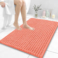OLANLY Bathroom Rug Mat 36x24, Thick Soft and Absorbent Chenille Bath Mat, Non-Slip Rubber Backing, Machine Washable Quick Dry Bath Rugs for Tub Shower Floor, Home Decor Accessories, Coral