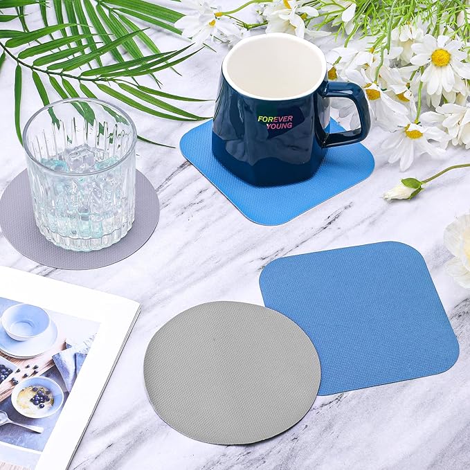 LUTER 4pcs Jar Opener, Rubber, Multi-function Silicone Bottle Opener for Seniors with Weak Hands Lid Cap Gripper Pads Kitchen Coasters Gadgets(Blue, Gray)