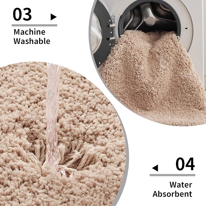 Disolla Beige Bathroom Rug 24x36 - Non-Slip Plush Thick Bath Mat, Highly Absorbent & Ultra Soft Fluffy Floor Mat, Machine Washable for Shower and Tub