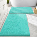 Smiry Bathroom Rugs Sets 2 Piece, Soft Absorbent Chenille Machine Washable Non Slip Shaggy Bath Rug Set for Tub, Shower, and Floor (30x20+24x16, Turquoise)