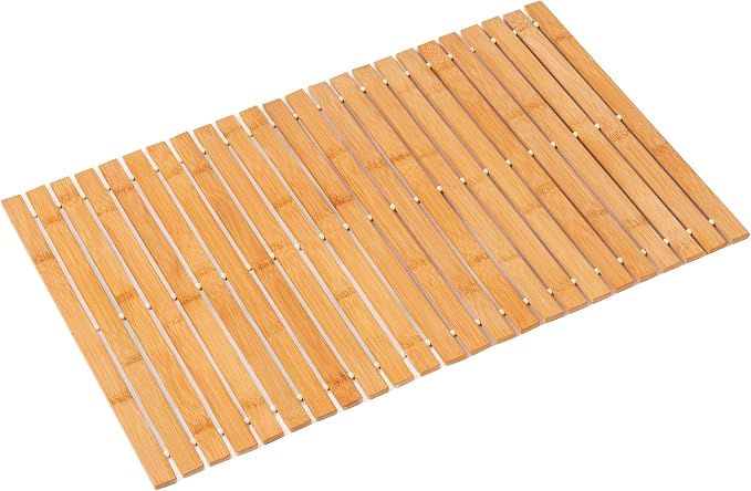 Bamboo Bath Mat Bathroom Rugs Floor Wood Shower Bathtub Waterproof Non Slip Accessories 16x24 Inch Easy to Clean, Natural Bamboo, 1 pc