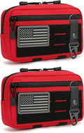 2 Pack Tactical Molle Admin Pouch with US Flag Patch and Keychain - Utility Laser Cut Tactical EDC Tool Pouch Bag Horizontal Modular Pouches Utility Tool Pouch