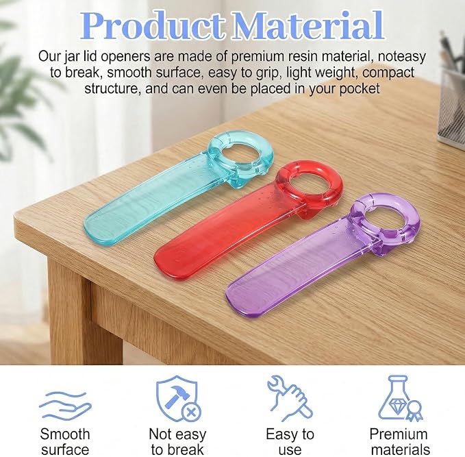 JJUNW Jar Opener, 3 PCS Easy Grip Jar Opener Gripper Jar-Key Openers Durable Plastic Jar-Lid Openers for Elderly Children Women Weak Hands (Transparent version)