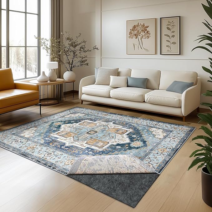 Waterproof Rug Pad, 9x12 ft Area Rug Non-Slip Carpet Pad, Non-Slip Rug Pads for All Floors and Finishes, Felt Pad for Hardwood Floors, Keeps Carpets in Place Soft and Safe