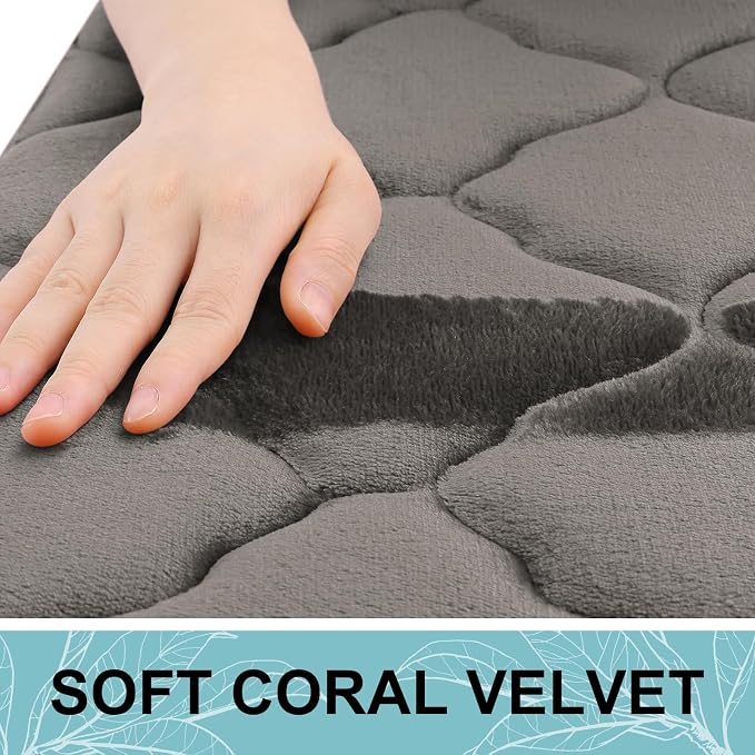 OLANLY Memory Foam Bath Mat Rug 24x16, Ultra Soft and Absorbent Bathroom Rugs, Non-Slip, Comfortable, Machine Washable Bath Carpet for Bathroom Floor, Tub, Shower and Home Decor Accessories, Taupe