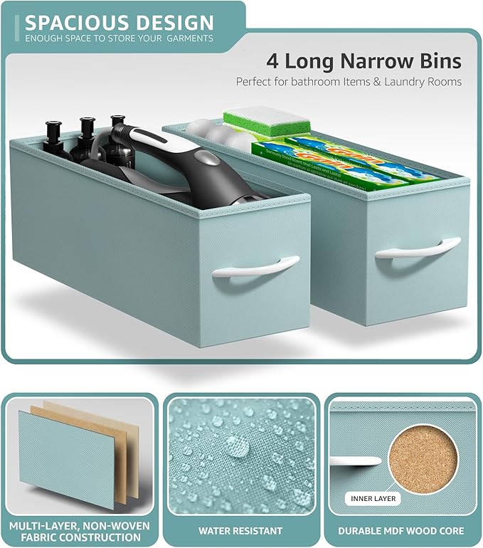 Sorbus Kids Narrow Dresser with 4 Drawers - Vertical Slim Storage Chest of Drawers with Steel Frame, Wood Top & Easy Pull Fabric Bins for Small Spaces, Closets, Bedroom, Bathroom & Laundry
