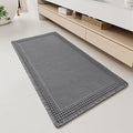 RESARE Waffle Bathroom Runner Rugs, Super Absorbent Bath Mat Non Slip Washable Quick Dry, Upgraded Ultra Soft Boho Bath Rugs with Tassels, Farmhouse Home Decor Accessories, 2'x4'(24"x48") Dark Grey