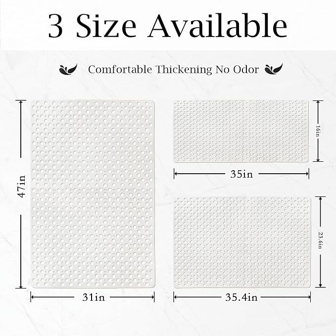 Tiamo Large Non Slip Shower Mats for Inside Shower,35.4x23.6 Inch Anti-Slip Shower Stall Mat for Elderly,Extra Long Bathtub Mat for Shower with Big Suction Cups