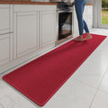 YDKGL Kitchen Mats for Floor, Super Absorbent Kitchen Rugs Non Slip Washable, Soft Imitation Linen Braided Kitchen Runner Rug, Standing Mat Kitchens Sink Mat, Easy to Clean, Red 17x95