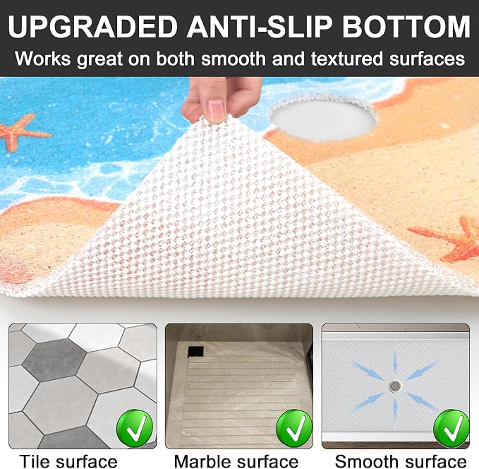 Non Slip Shower Mat: 32x24 Inch Extra Large Shower Mats for Inside Shower with Drain Hole in Middle - Soft PVC Loofah Anti Slip Shower Floor Mat for Standing and Walk-in Shower, Quick Drying
