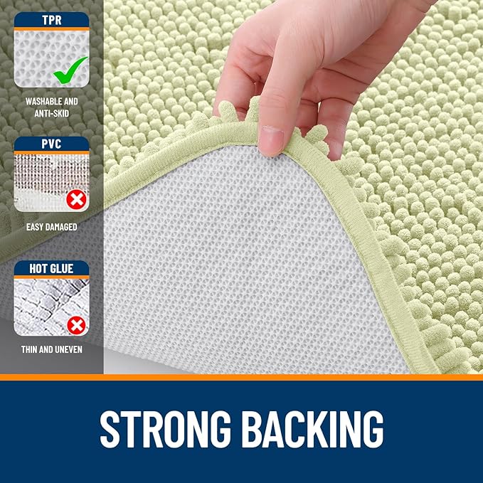 OLANLY Large Bathroom Rugs 59x35, Extra Soft Absorbent Chenille Bath Rugs, Rubber Backing Quick Dry, Machine Washable Bath Mats for Bathroom Floor, Tub and Shower, Home Decor Accessories, Vanilla