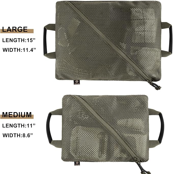 PETAC GEAR Tactical Storage Mesh Pouch Set,Insert Modular Utility Admin Pockets,Travel Organizer EDC Bag