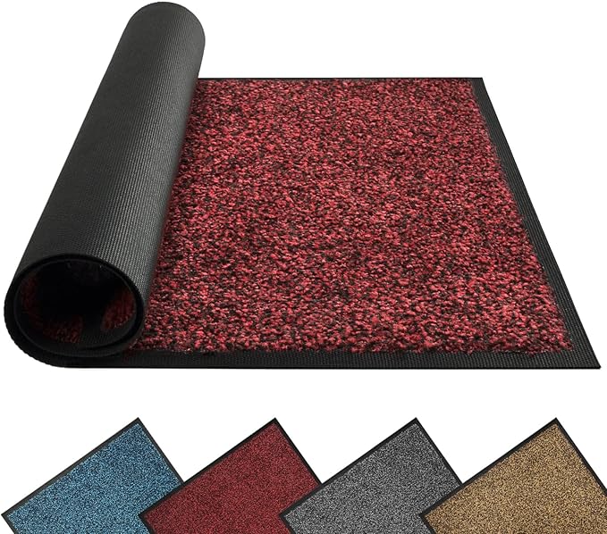 Mibao Front Door Mat Indoor Entrance, 48" x 24", Dirt Trapper Welcome Mat for Outdoor Indoor, Non-Slip Waterproof Doormat, Durable Machine Washable Low Profile Entry Rug for Back Door Outside,Red
