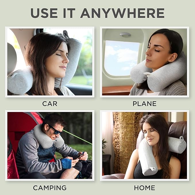 Dot&Dot Twist Memory Foam Travel Pillow, Bendable Neck Pillow for Airplane, Car and Home, 26-Inch Adjustable Roll, Neck Support, Chin, Lumbar and Leg