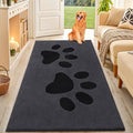 Smiry Dog Door Mat for Muddy Paws, Absorbs Moisture and Dirt, Low-Profile Entryway Mat with Non-Slip Backing, Entry Indoor Outdoor Doormat for Inside Floor (59x35 Inches, Black, Paw