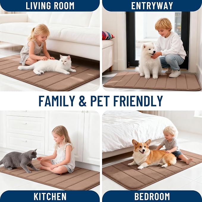 OLANLY Memory Foam Bath Mat 30x20, Super Soft Absorbent Bathroom Rugs, Quick Dry, Machine Washable Shower Floor Rugs, Bathmat Carpet, Bathroom Home Decor Accessories, Mocha