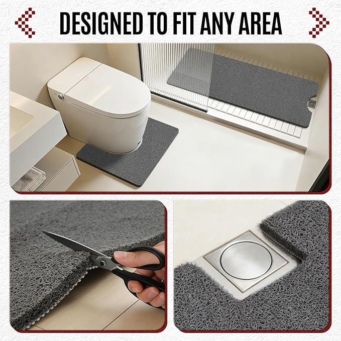 Joyhalo Shower Mat Bathtub Mat Non Slip, Bathmats Non Slip, Quick Drying Foot Scrubber Loofah Mats for Shower, Tub, Bathroom, Home, 47x16inch, Dark Grey