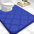 OLANLY Memory Foam Toilet Rugs U-Shaped 24x20, Ultra Soft and Absorbent Bathroom Rugs, Non-Slip, Comfortable, Machine Washable Contour Bath Mat for Toilet Base, Home Decor Accessories, Royal Blue