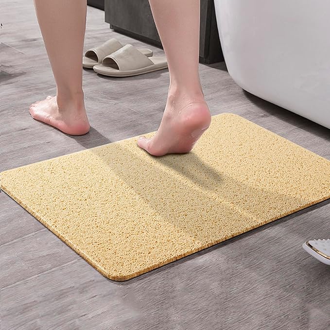 Asvin Soft Textured Bath, Shower, Tub Mat, 35x16 Inch, Phthalate Free, Non Slip Comfort Bathtub Mats with Drain, PVC Loofah Bathroom Mats for Wet Areas, Quick Drying