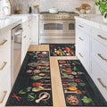 Vaukki Boho Kitchen Rug Sets 3 Pieces, Washable Kitchen Mats for Floor, Non Slip Soft Kitchen Area Rug Floor Mat for Kitchen, Laundry Room and Hallway (Spice-Black, 20''x32''+20''x47''+20''x59'')