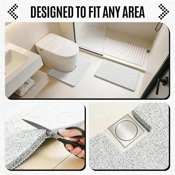 Joyhalo Shower Mat Bathtub Mat Non Slip, Bathmats Non Slip, Quick Drying Foot Scrubber Loofah Mats for Shower, Tub, Bathroom, Home, 17x24inch, White