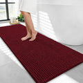 OLANLY Thick Bathroom Runner Rugs 47x24, Extra Soft Absorbent Chenille Bath Rugs, Rubber Backing, Machine Wash Dry, Long Bath Mats for Bathroom Floor, Tub and Shower, Home Decor Accessories, Burgundy