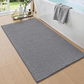 DEXI Bathroom Rugs 43x24, Non Slip Washable Bath Mat, Absorbent Chenille Bathmat, Ultra Soft Thick Carpet for Tub Shower Floor, Grey