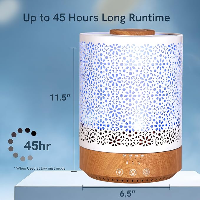 BlueHills 2500 ML Humidifier with Essential Oil Diffuser Combo Aroma Home Décor Design for Large Bed Bath Kids Baby Living Rooms Big Capacity LED Lights Scent Ultrasonic Cool Mist Wood Grain F006
