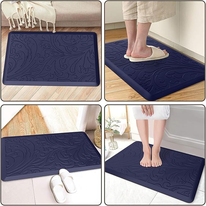 KMAT Kitchen Mat Cushioned Anti-Fatigue Waterproof Non-Slip Standing Mat Ergonomic Comfort Rug for Home,Office,Sink,Laundry,Desk 17.3" (W) x 28"(L),Blue