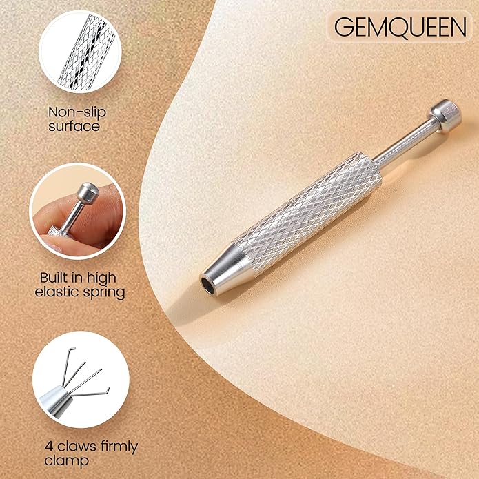 GEMQUEEN Piercing Taper Ball Grabber Tool for Changing Jewelry - 14G 16G 18G 20G Stainless Steel Flat Back Earrings Applicator Tool Threadless Insertion Pin Thread Body Piercing Kit for Ear Nose Lip