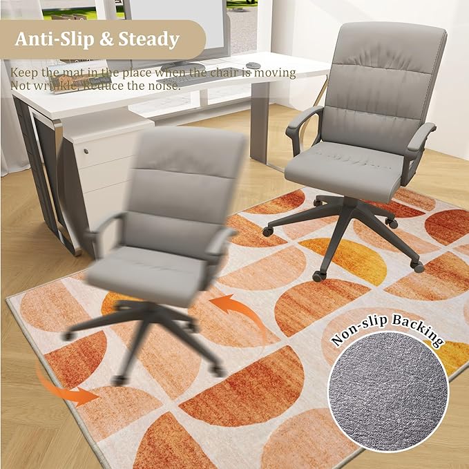 Office Chair Mat for Hardwood Floor, 72"x48" Easy Glide Computer Desk Mat Protector for Rolling Chair Under Desk Rug Nonslip Backing, Machine Wash, (Modern)