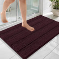 OLANLY Thick Bathroom Rugs 36x24, Extra Soft Absorbent Chenille Striped Bath Rugs, Rubber Backing, Machine Wash Dry, Bath Mats for Bathroom Floor, Tub and Shower, Home Decor Accessories, Black Cherry
