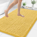 Smiry Luxury Chenille Bathroom Rugs 48x32, Extra Soft and Absorbent Shaggy Bath Mat, Machine Washable, Non-Slip Plush Carpet Runner for Tub, Shower, and Floor, Home Decor Accessories, Yellow