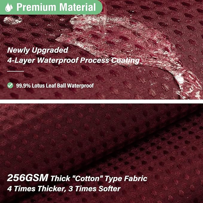 Dynamene Stall Fabric Shower Curtain - 36x72 Waffle Weave Weighted Cloth Shower Curtains for Bathroom, Neutral Heavy Duty Hotel Spa Luxury Bath Curtain Set with 6 Plastic Hooks, Burgundy