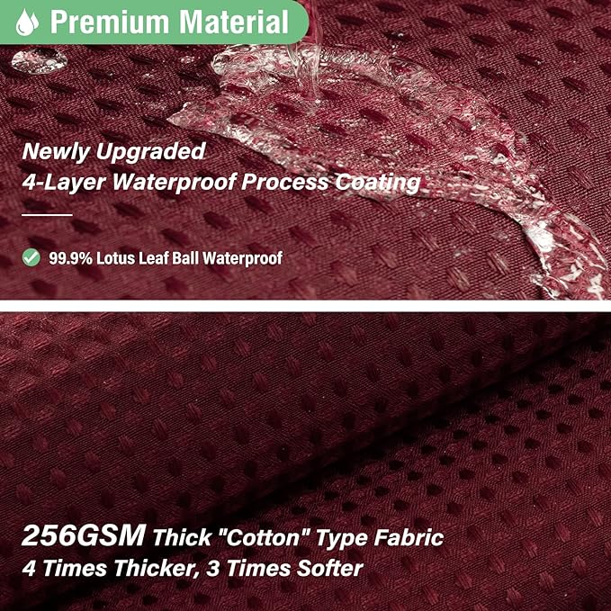Dynamene Stall Fabric Shower Curtain - 54x78 inch Long Waffle Weave Weighted Thick Cloth Shower Curtains for Bathroom, Heavy Duty Hotel Spa Luxury Bath Curtain Set with 10 Plastic Hooks, Burgundy