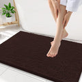 Smiry Luxury Chenille Bathroom Rugs 34x21, Extra Soft and Absorbent Shaggy Bath Mat, Machine Washable, Non-Slip Plush Carpet Runner for Tub, Shower, and Floor, Home Decor Accessories, Brown