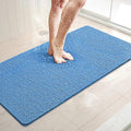 LuxStep Shower Mat Bathtub Mat,36x16 inch, Non-Slip Bath Mat with Drain, Quick Drying PVC Loofah Bathmat for Tub,Shower,Bathroom (Lake Blue)