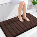 OLANLY Memory Foam Bath Mat 40x24, Super Soft Absorbent Bathroom Rugs, Quick Dry, Machine Washable Shower Floor Rugs, Bathmat Carpet, Bathroom Home Decor Accessories, Brown