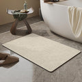 Mecko Bath Mat, Ultra Absorbent Quick Dry Bathroom Floor Mats-Rubber Non-Slip Thin Bathroom Rug Fit Under Door, Faux Suede Surface Shower Rug for Bathtub, Sink, Shower Room(Light Brown,16"x24")