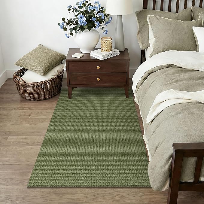 KOZYFLY Rugs for Entryway 3x5 ft Washable Area Rug Non Slip Rubber Backed Entry Rug Woven Indoor Door Mat Cotton Kitchen Rugs for Entryway, Foyer, Backdoor, Olive Green/Earthy Green