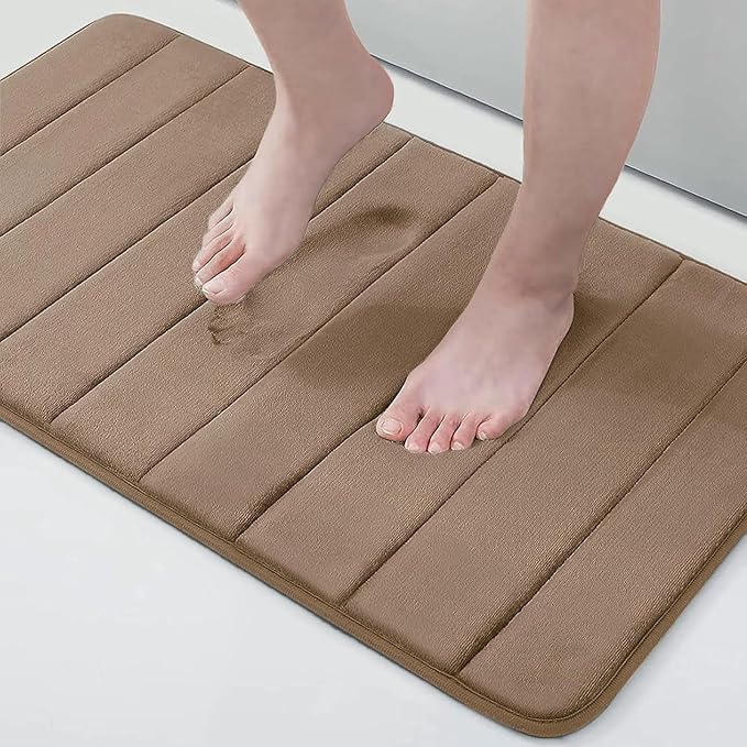 Buganda Memory Foam Bath Mat, 34" x 20", Ultra Soft and Non-Slip Bathroom Rugs, Water Absorbent and Machine Washable Bath Rug for Bathroom, Shower, and Tub, Mocha